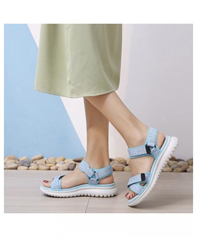 Women Strappy Hook Loop Wedge Sandals Orthopedic Slides for Women Comfortable Non Slip Arch Support Sport Sandals Blue 8 $22....