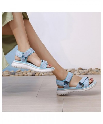 Women Strappy Hook Loop Wedge Sandals Orthopedic Slides for Women Comfortable Non Slip Arch Support Sport Sandals Blue 8 $22....