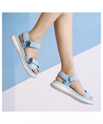 Women Strappy Hook Loop Wedge Sandals Orthopedic Slides for Women Comfortable Non Slip Arch Support Sport Sandals Blue 8 $22....