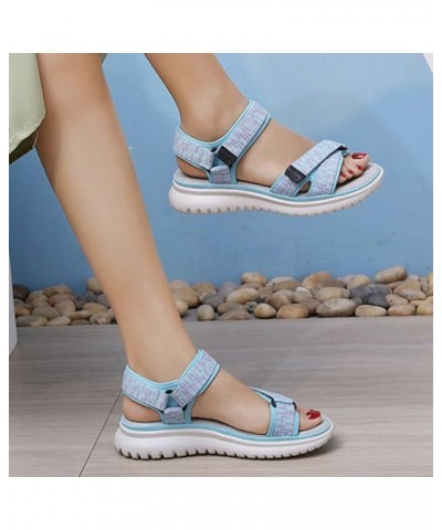 Women Strappy Hook Loop Wedge Sandals Orthopedic Slides for Women Comfortable Non Slip Arch Support Sport Sandals Blue 8 $22....