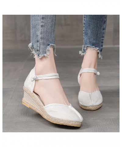 Fashion Women Summer Weave Wedges Breathable Elastic Band Round Toe Sandals Comfortable Beach Shoes Women Wedges Heel Sandals...