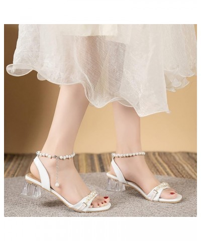 Heeled sandals Heeled sandals For Women Heels sandals Women Wedge Dressy Heeled Beach sandals For Woman Wedges sandal 7-white...