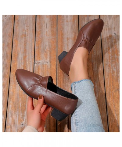 Casual Shoes for Women Slip on with Arch Support Square Heels Round Toe Breathable Slip On Lazy Shoes Brown $15.08 Sandals