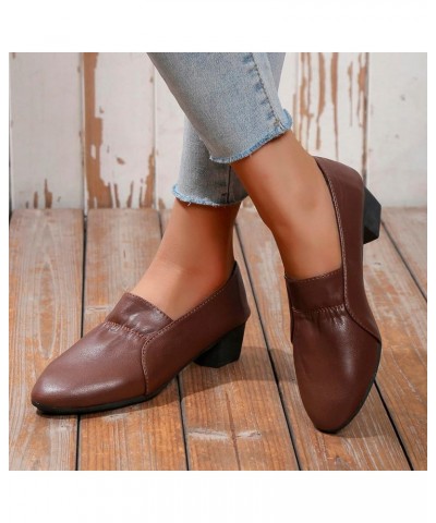 Casual Shoes for Women Slip on with Arch Support Square Heels Round Toe Breathable Slip On Lazy Shoes Brown $15.08 Sandals