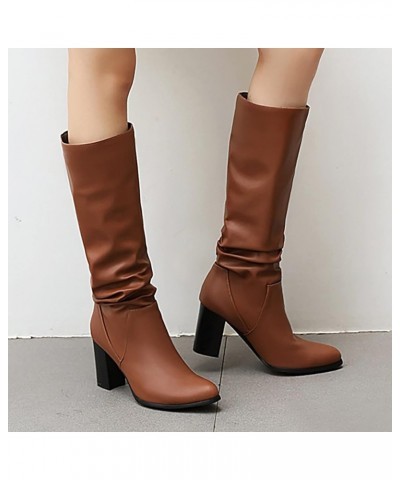 2022 Women's Autumn and Winter New Solid and Snake Print Small Round Head High Heel Medium Boots Over The Knee Boots Wide Cal...