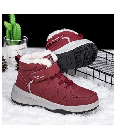 Couple Models Women's Middle Aged And Elderly Winter High Top Non Slip Soft Bottom Outdoor Boots Women Size 8 Red $29.68 Outd...