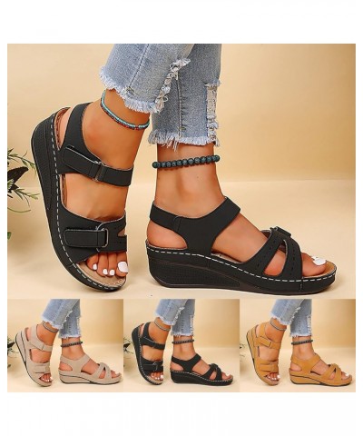 Wedge Sandals for Women, Womens Sandals Comfortable Open Toe Platform Sandals Summer Wedge Sandals with Buckle Strap Black $1...