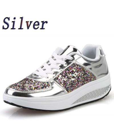 Walking Shoes Women's Tennis Shoes Ladies Girls Women's Shoes Sport Sequins Wedges Shoes Shake Fashion Women's Gym Workout Ru...