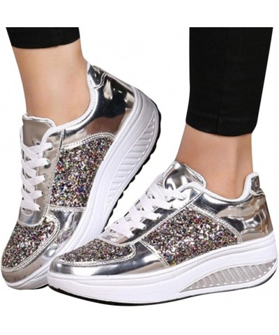 Walking Shoes Women's Tennis Shoes Ladies Girls Women's Shoes Sport Sequins Wedges Shoes Shake Fashion Women's Gym Workout Ru...