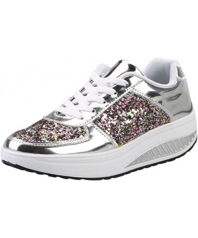 Walking Shoes Women's Tennis Shoes Ladies Girls Women's Shoes Sport Sequins Wedges Shoes Shake Fashion Women's Gym Workout Ru...