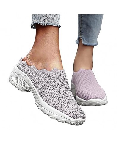 Women's Non Slip Arch Support Sneakers Slip On Round Toe Mesh Shoes Sport Casual Wedge Women's Summer Fashion (Black, 7) 10 P...