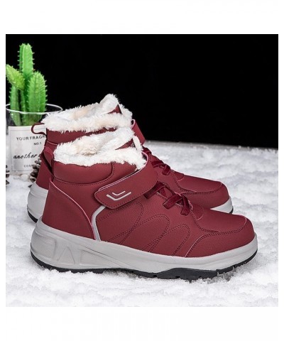 Couple Models Women's Middle Aged And Elderly Winter High Top Non Slip Soft Bottom Outdoor Boots Women Size 8 Red $29.68 Outd...