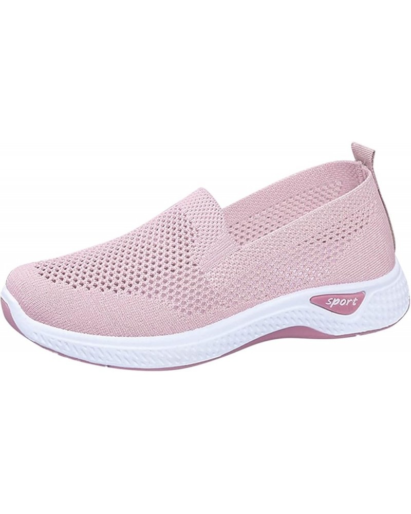 Womens Running Shoes Sock Sneakers Non Slip Walking Shoes Lace Up Loafers Shoes Low Top Women's Wedge Sneakers Z-03 Pink $15....