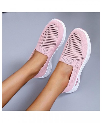 Womens Running Shoes Sock Sneakers Non Slip Walking Shoes Lace Up Loafers Shoes Low Top Women's Wedge Sneakers Z-03 Pink $15....