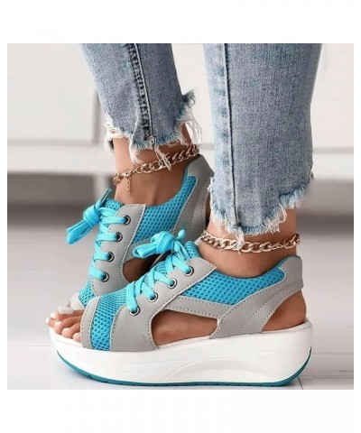 Sandals for Women Wedge Strap Espadrille Orthopedic Platform Wedge Sandals Beach Boho Sandals Flat Elastic Sandals 95-nrny-bl...