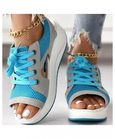 Sandals for Women Wedge Strap Espadrille Orthopedic Platform Wedge Sandals Beach Boho Sandals Flat Elastic Sandals 95-nrny-bl...