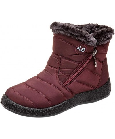 Platform Boots Women's Snow Boots Winter Ankle Short Bootie Waterproof Footwear Warm Shoes Wide Winter Boots for Women Wine $...