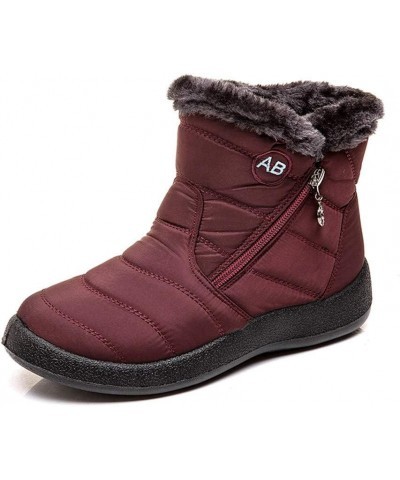 Platform Boots Women's Snow Boots Winter Ankle Short Bootie Waterproof Footwear Warm Shoes Wide Winter Boots for Women Wine $...