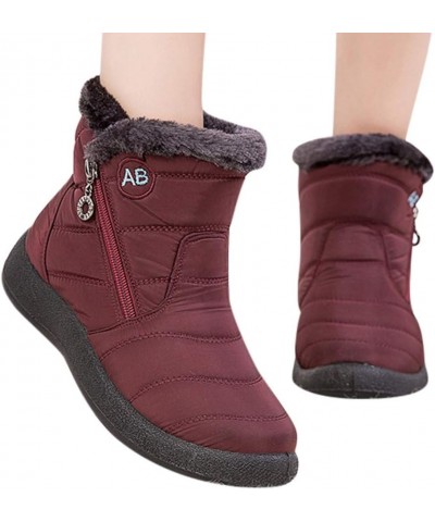 Platform Boots Women's Snow Boots Winter Ankle Short Bootie Waterproof Footwear Warm Shoes Wide Winter Boots for Women Wine $...