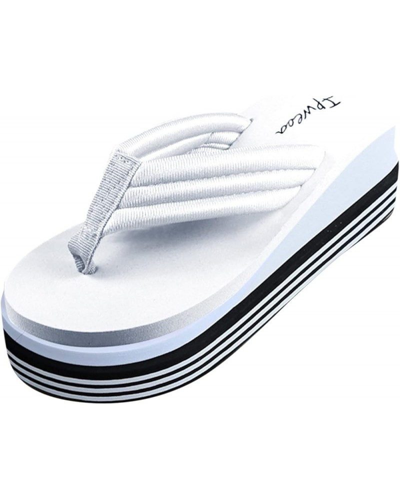 Beach Flip Flops, Women Summer Beach Slippers Pearl Rhinestone Flip Flops Z-05 White $11.10 Outdoor Shoes