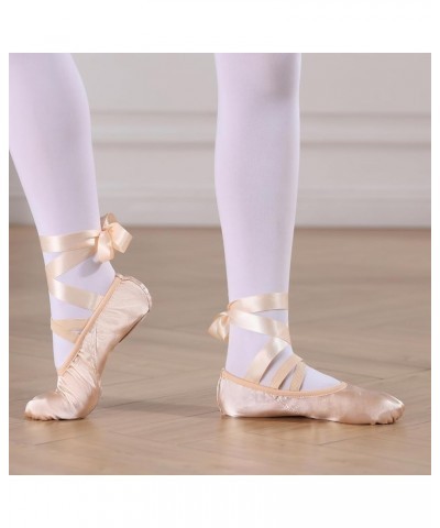 Ballet Shoes for Girls, Pink Ballet Slippers Split Sole Satin Women Dance Shoes Flats with Ribbon for Yoga Gymnastics Perform...