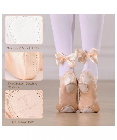 Ballet Shoes for Girls, Pink Ballet Slippers Split Sole Satin Women Dance Shoes Flats with Ribbon for Yoga Gymnastics Perform...