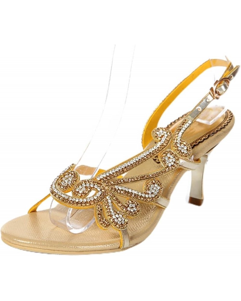 Women's Sparkle Rhinestone Open Toe Party Office Elegant Sandals Gsl002 Gold $28.00 Sandals