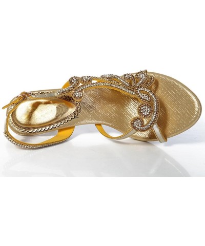 Women's Sparkle Rhinestone Open Toe Party Office Elegant Sandals Gsl002 Gold $28.00 Sandals