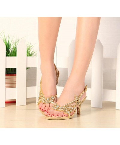 Women's Sparkle Rhinestone Open Toe Party Office Elegant Sandals Gsl002 Gold $28.00 Sandals