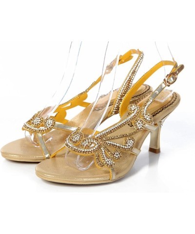 Women's Sparkle Rhinestone Open Toe Party Office Elegant Sandals Gsl002 Gold $28.00 Sandals