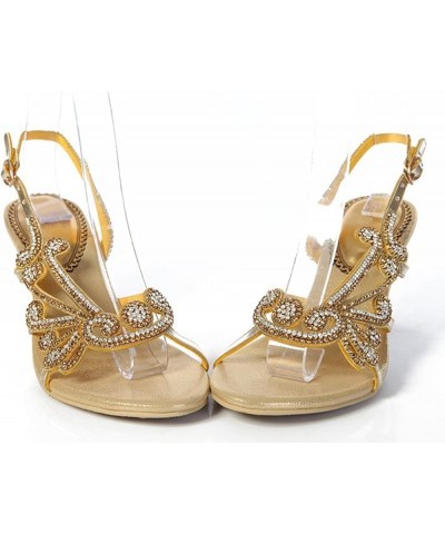 Women's Sparkle Rhinestone Open Toe Party Office Elegant Sandals Gsl002 Gold $28.00 Sandals