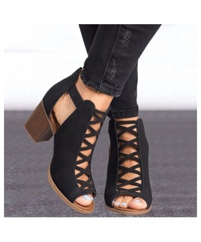 Fashion Summer Wedge Orthopedic Sandals for Women Open Toe Ankle Strap Zipper Sandals Women Black_0 $17.14 Sandals