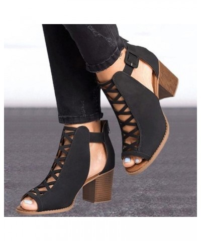 Fashion Summer Wedge Orthopedic Sandals for Women Open Toe Ankle Strap Zipper Sandals Women Black_0 $17.14 Sandals