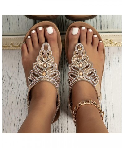 Women'S Slide Sandals Gold Flats Shoes Women Flats Shoes Dressy Gold Women'S Flip-Flops Women Flats Comfortable Custom Shoes ...