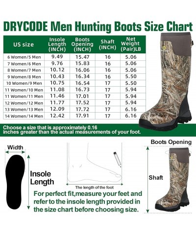 DRYCODE Hunting Boots for Men, Waterproof Rubber Boots with 5mm Neoprene and Steel Shank, Mens Rain Boots for Outdoor Hunting...