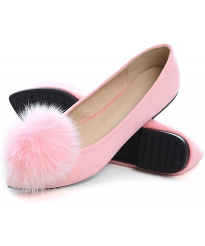 Women's Ballet Flats Fashion Pointed Toe Dress Flats Soft Suede Flat Shoes Casual Plush Ball Slip On Walking Shoes A Pink $11...