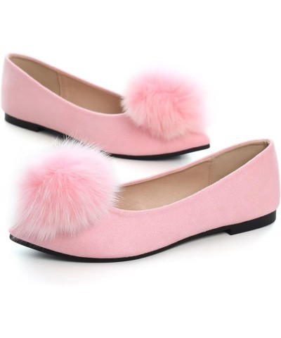 Women's Ballet Flats Fashion Pointed Toe Dress Flats Soft Suede Flat Shoes Casual Plush Ball Slip On Walking Shoes A Pink $11...