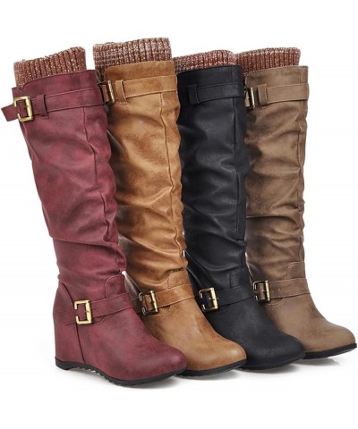 Motorcycle Boots Women'S Ankle Booties Leather Over The Knee Boots Booties for Women Peep Toe Brown-b $21.21 Boots