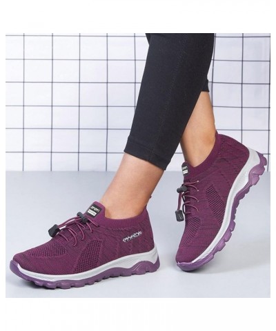 slip on tennis shoes women Sneakers for Women's Fashion Casual Mesh Breathable Sneakers Slip On Shoes Z 04-purple $16.32 Athl...