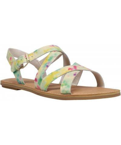 Women's Sicily Slingback Sandal Multi Tie Dye Embossed Leather $50.38 Loafers & Slip-Ons