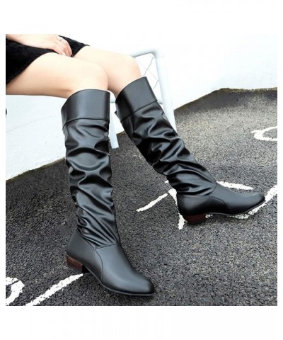 Women's Thigh High Fashion Boots Over The Knee Suede Side Zipper Fashion Boots Z-04 Black $29.06 Boots