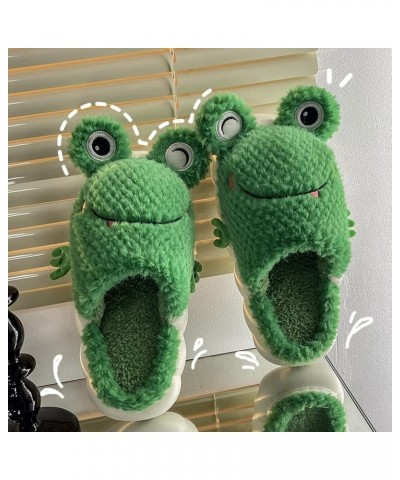 Fluffy Slippers Women & Men Embroidered Cotton Slides Slippers Casual Crib Sole Round Toe House Slippers for Women A-green $1...