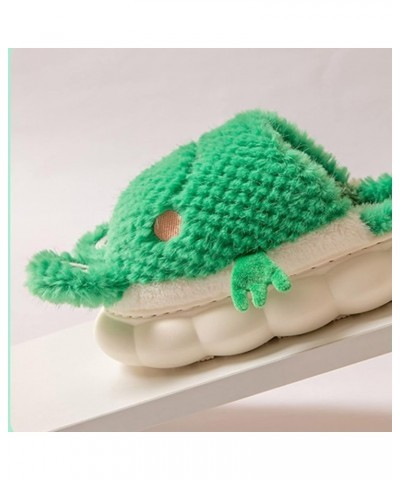 Fluffy Slippers Women & Men Embroidered Cotton Slides Slippers Casual Crib Sole Round Toe House Slippers for Women A-green $1...