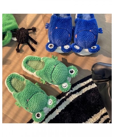 Fluffy Slippers Women & Men Embroidered Cotton Slides Slippers Casual Crib Sole Round Toe House Slippers for Women A-green $1...