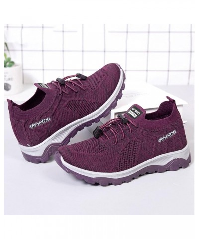 slip on tennis shoes women Sneakers for Women's Fashion Casual Mesh Breathable Sneakers Slip On Shoes Z 04-purple $16.32 Athl...