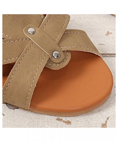 Rubber Sandals for Women Slide on New Pattern Flat Bottom Open Toe Breathable Comfort Non S for Women Sandals Size 6 Khaki➤➤s...