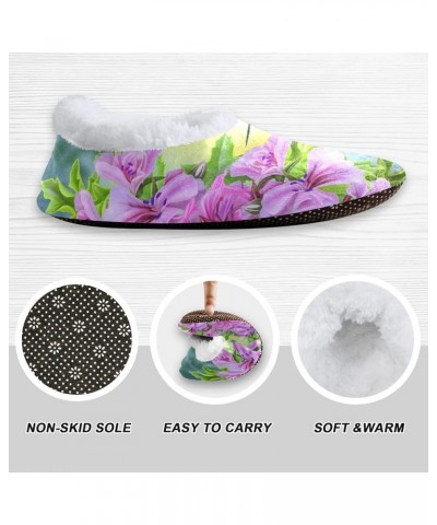 Indoor Slippers for Women Men Hummingbird Spring Flower Floral House Slipper Socks with Grippers Non-Slip Fuzzy Feet Slippers...