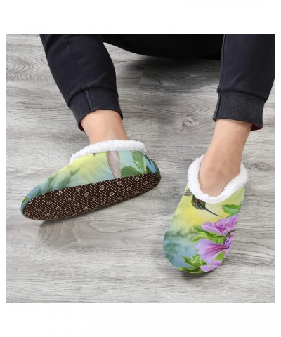 Indoor Slippers for Women Men Hummingbird Spring Flower Floral House Slipper Socks with Grippers Non-Slip Fuzzy Feet Slippers...