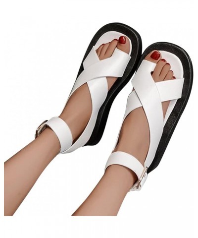 sandals women casual summer Spring Summer Women's Sandals Casual Thick Sole Cross Strap Toe Roman Shoes Beige $21.65 Sandals