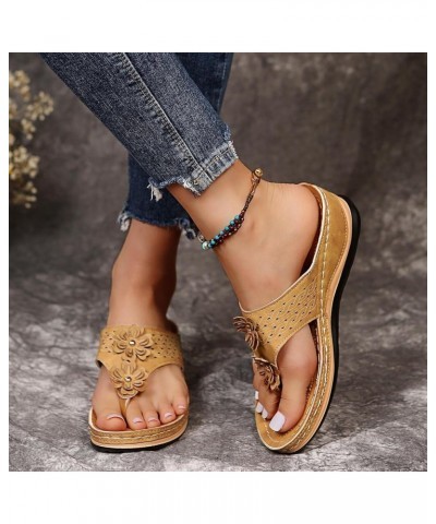 Women Platform Beach Slippers Wedge Heel Flip Flops Shoes Sandals Womens Dressy Thong Sandals With Arch Support Khaki $14.95 ...